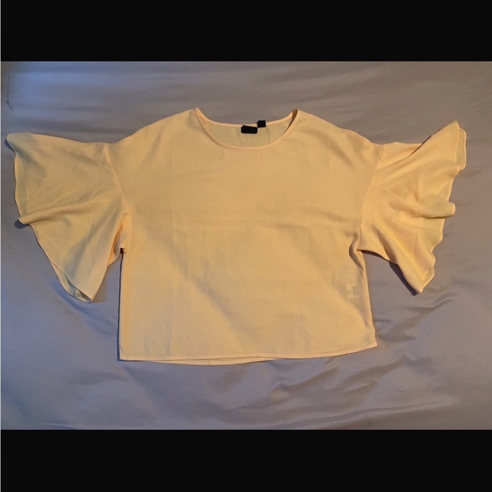 Free Press Light Yellow Ruffle Sleeve Blouse